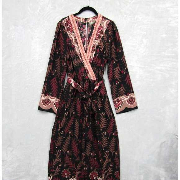 Anthropologie One September Jumpsuit Breezeway Embroidered Boho Small Red Black - Picture 4 of 16